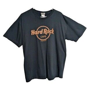 Hard Rock Cafe Shirt Men Large Leather Logo Authentic Apparel Black L